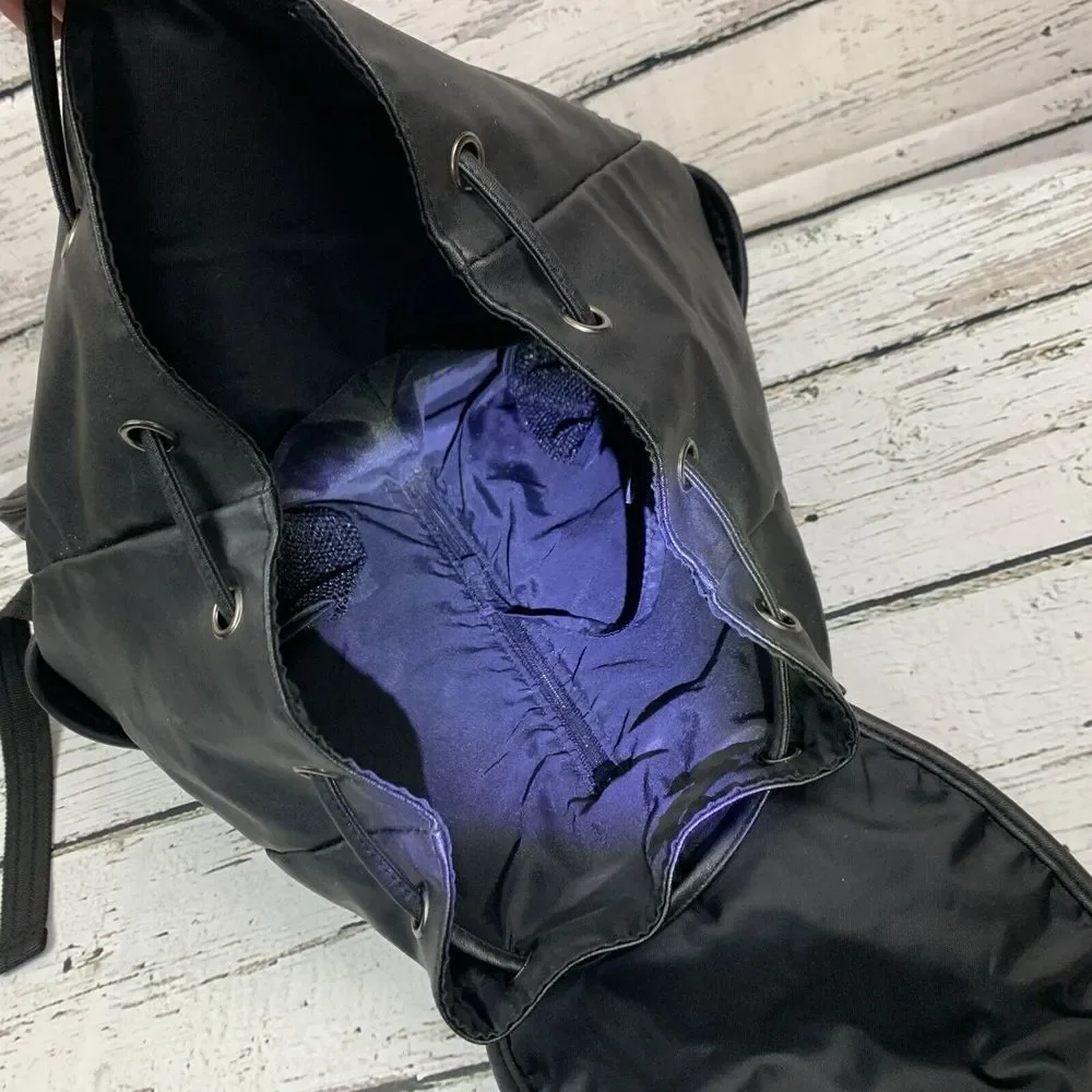 Eddie Bauer Black Faux Leather Backpack Versatile Travel Daypack‎ Diaper Bag